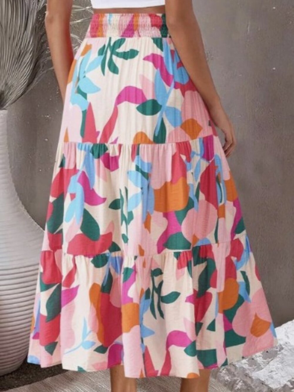 NWT Whimsy Boho Resort Wear BTFBM Summer Casual Floral Print Tiered Skirt Size S